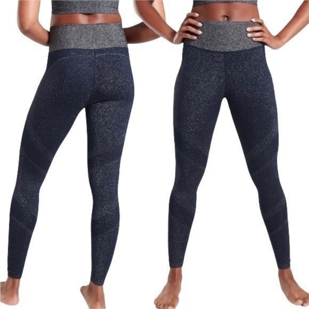 ATHLETA Twilight black silver shimmer sparkly glitter metallic leggings